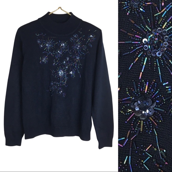 ⭐️2/$20 Alfred Dunner Petite Vintage Embellished Sweater - Picture 1 of 13